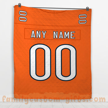 Custom Premium Quilt Blanket Chicago Jersey American Football Personalized Quilt Gifts for Her & Him